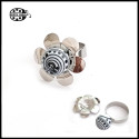 flower adjustable steel ring with M2.5 thread - small bead